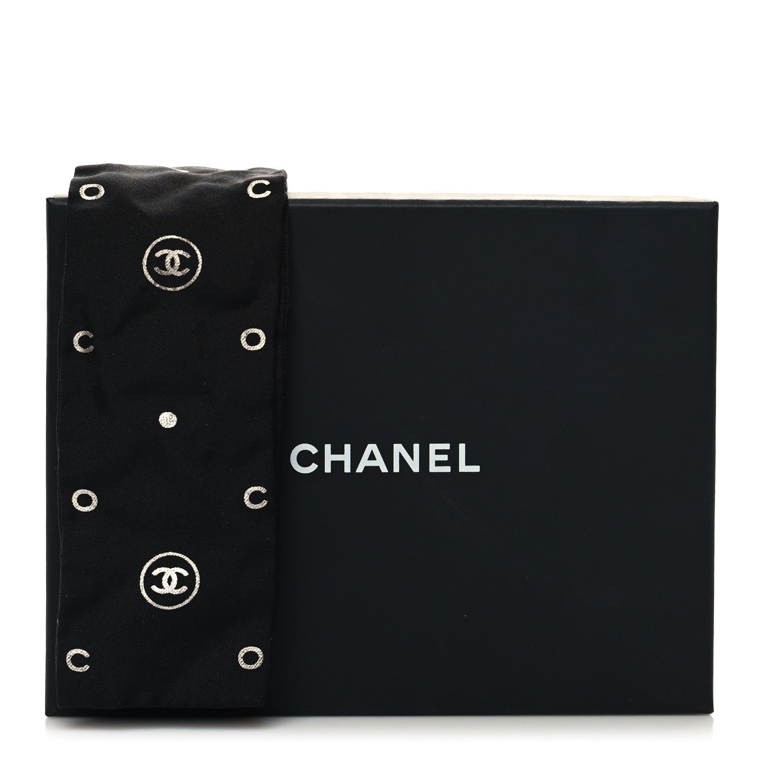 Chanel Silk CC Slim Bandeau Scarf Black White 4 of 4
