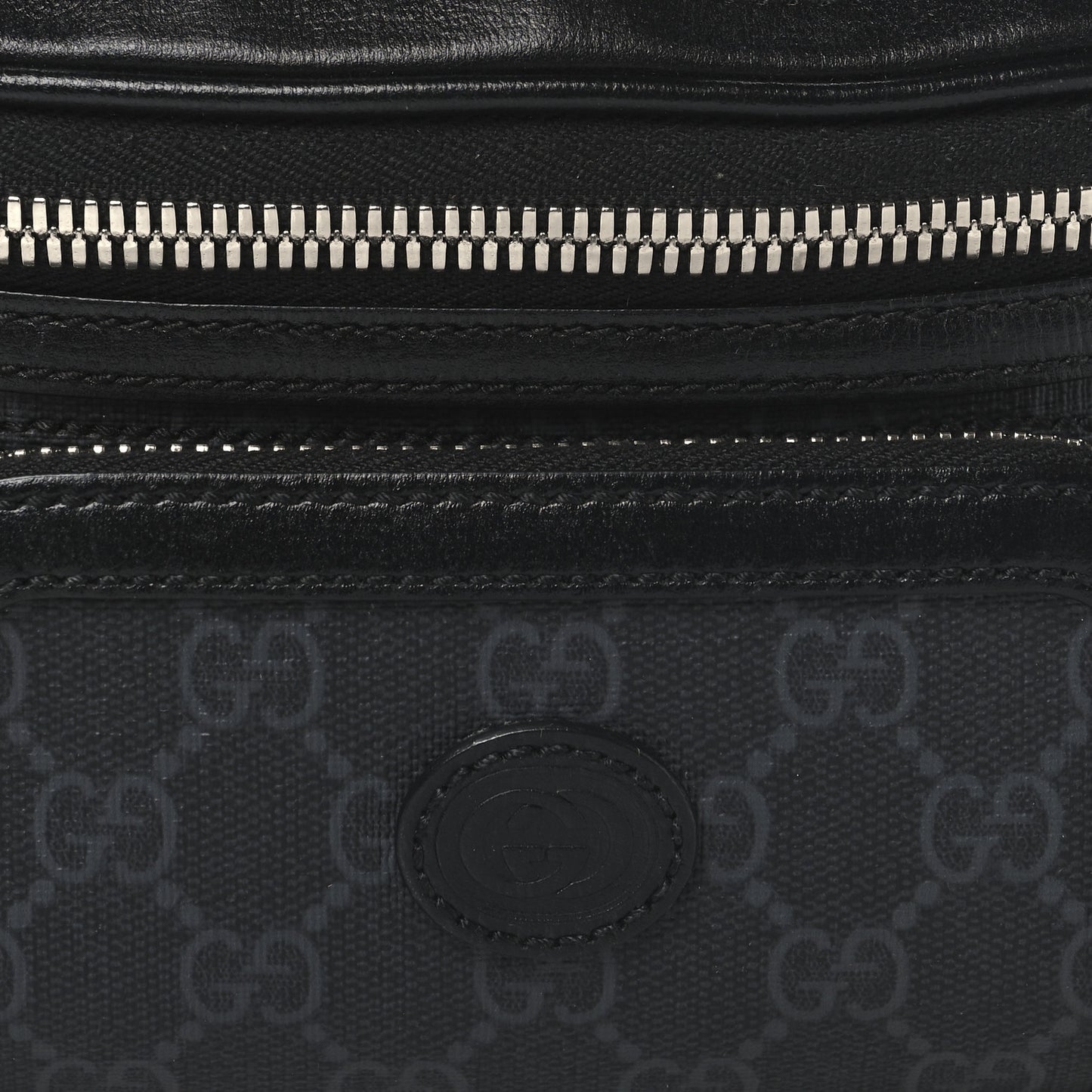 GG Supreme Monogram Textured Calfskin Retro Interlocking G Belt Bag Black