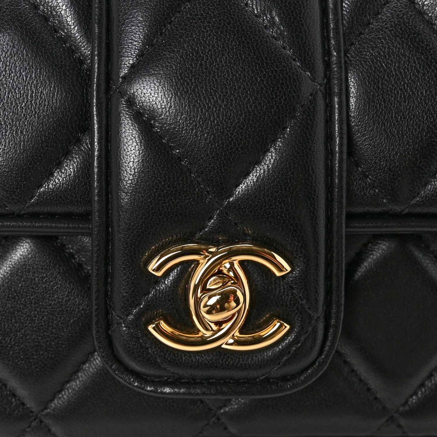Chanel Lambskin Quilted Tab Mini Flap Black 11 of 12