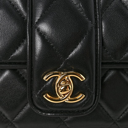 Chanel Lambskin Quilted Tab Mini Flap Black 11 of 12