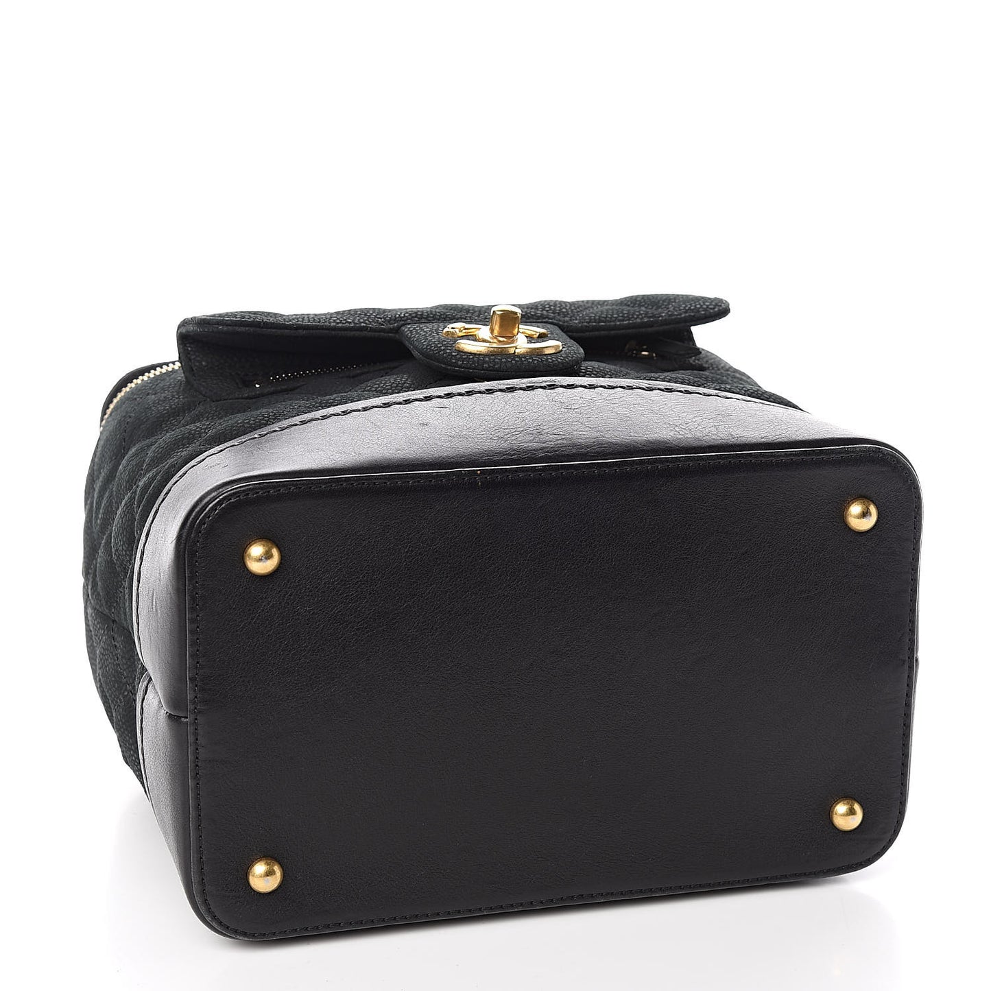 Iridescent Grained Calfskin Quilted Globe Trotter Vanity Case Black