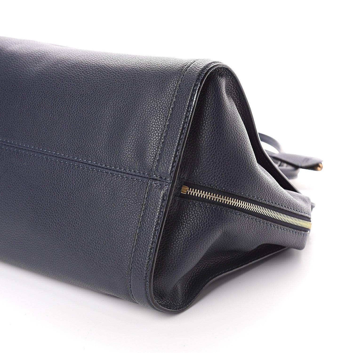 Alexander McQueen Pebbled Calfskin Large Skull Padlock Zip Around Tote Navy 8 of 8