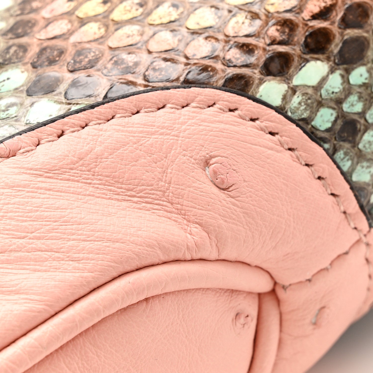 Gucci Snakeskin Ostrich Calfskin Small Jackie 1961 Hobo Pink Multicolor 12 of 15