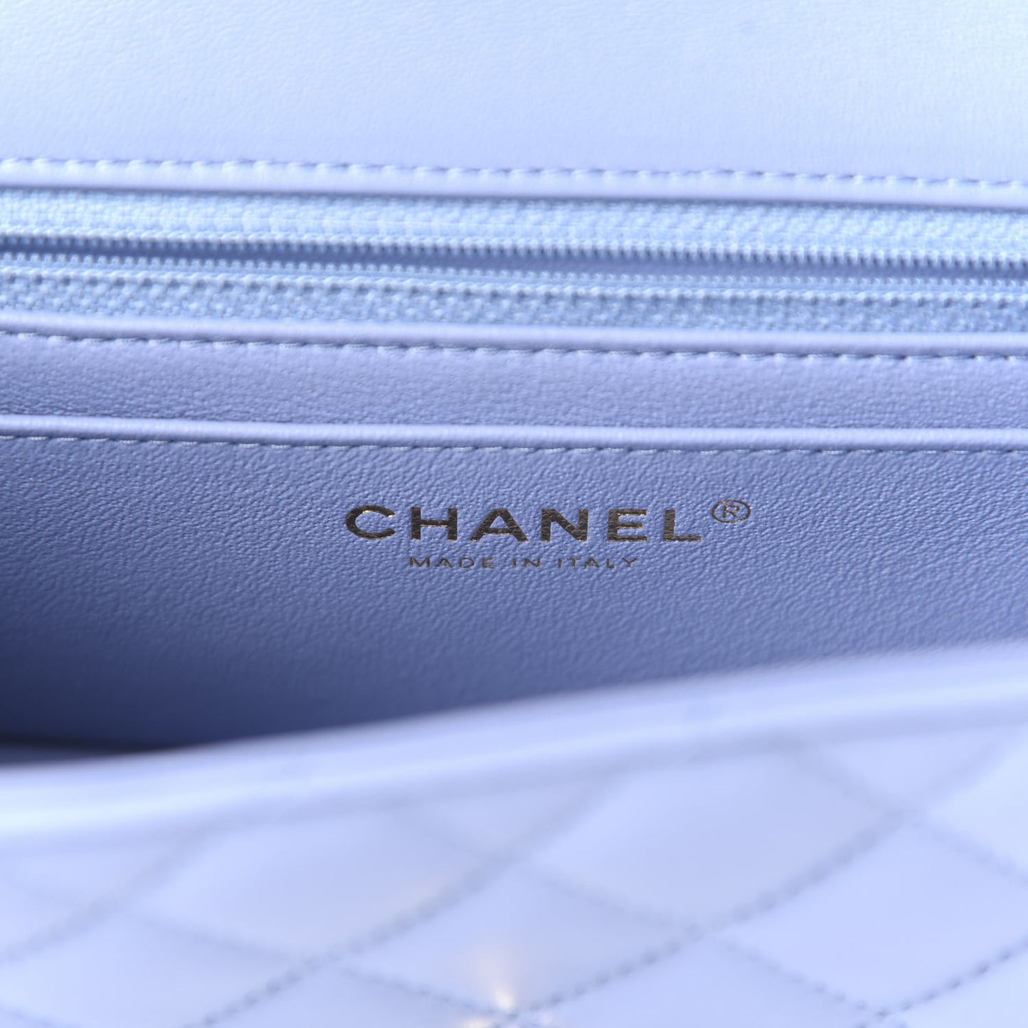 Lambskin Quilted Mini Rectangular Flap Light Blue