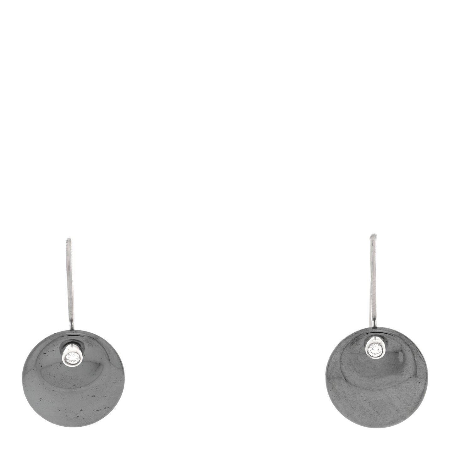 Sterling Silver Diamond Hematite Round Drop Earrings