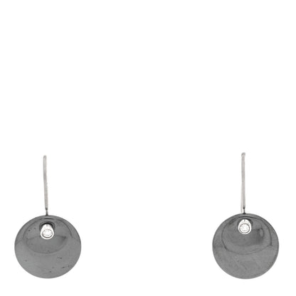 Tiffany Sterling Silver Diamond Hematite Round Drop Earrings 1 of 4