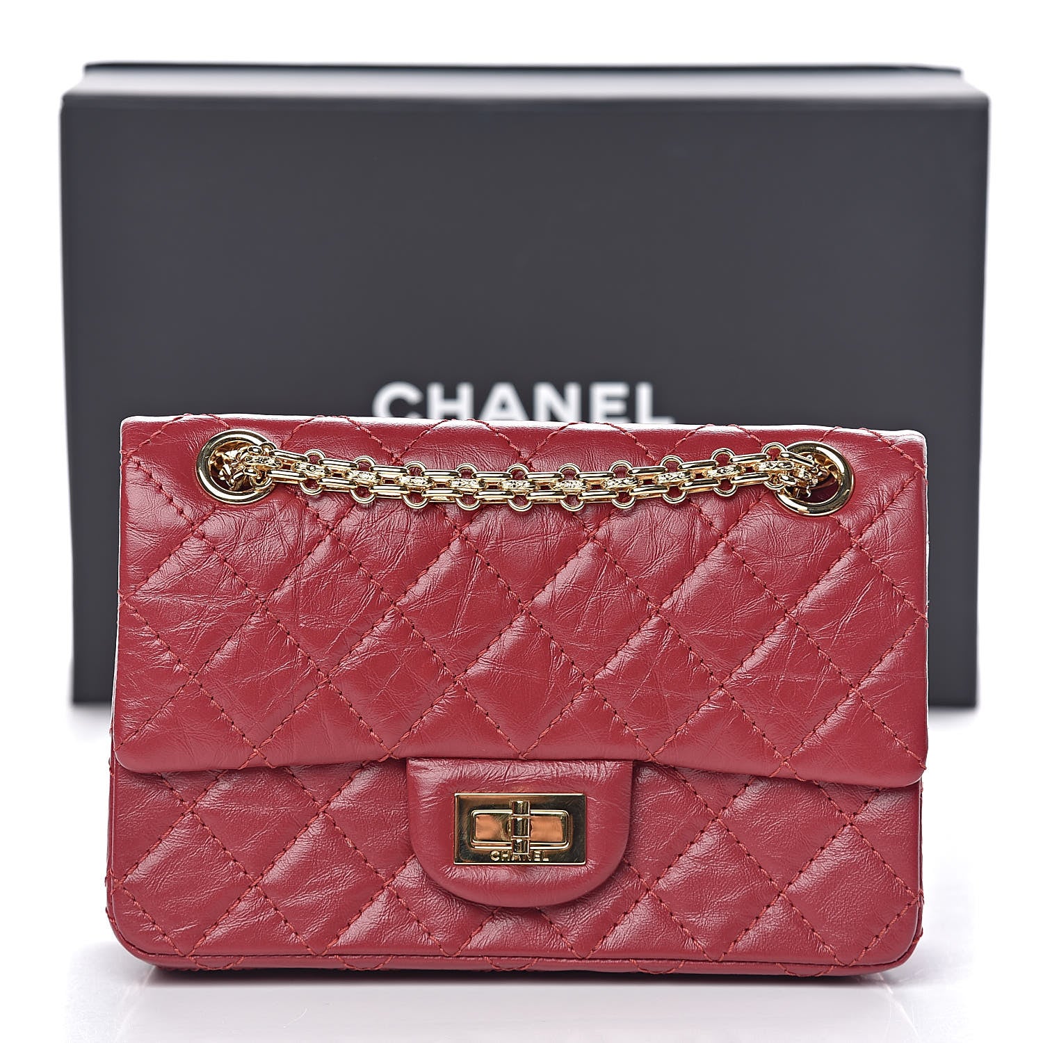 Chanel Aged Calfskin Quilted 2.55 Reissue Mini Flap Red 11 of 11