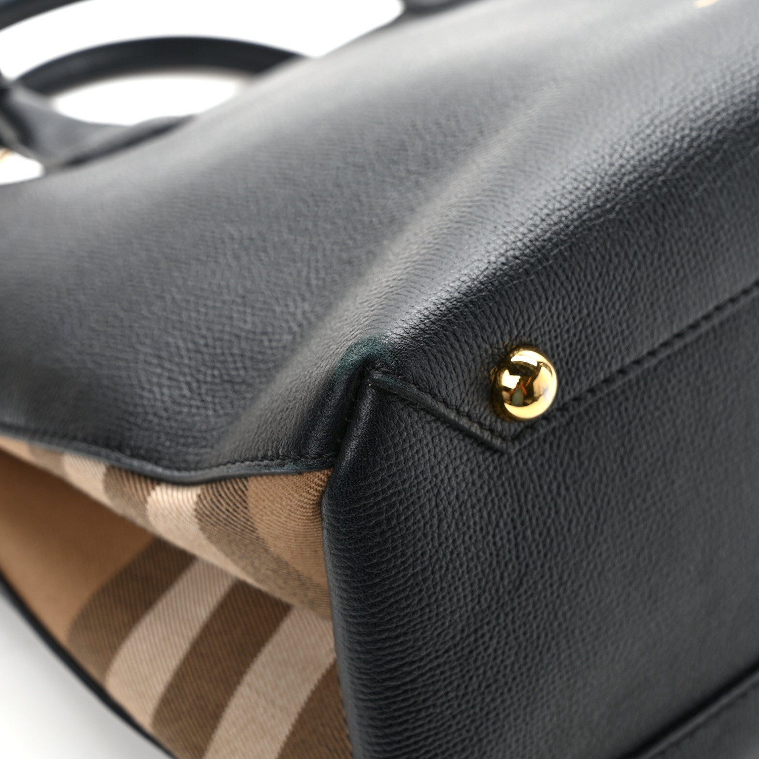 Burberry Derby Calfskin House Check Medium Banner Tote Black 10 of 11