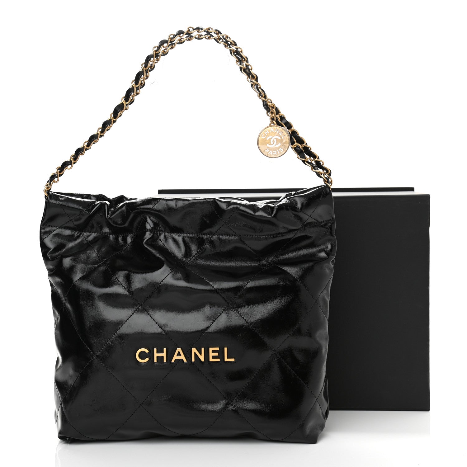 Chanel Shiny Calfskin Quilted Small Chanel 22 Black 12 of 12