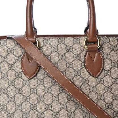 Gucci GG Supreme Monogram Moon Calfskin Top Handle Tote Bag Beige Ebony Tuscany 10 of 18