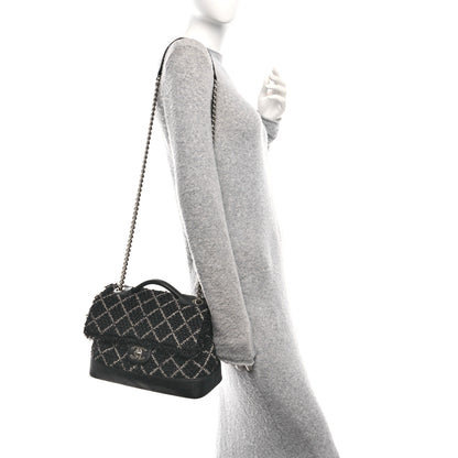 Chanel Tweed Trip Top Handle Flap Black 2 of 10