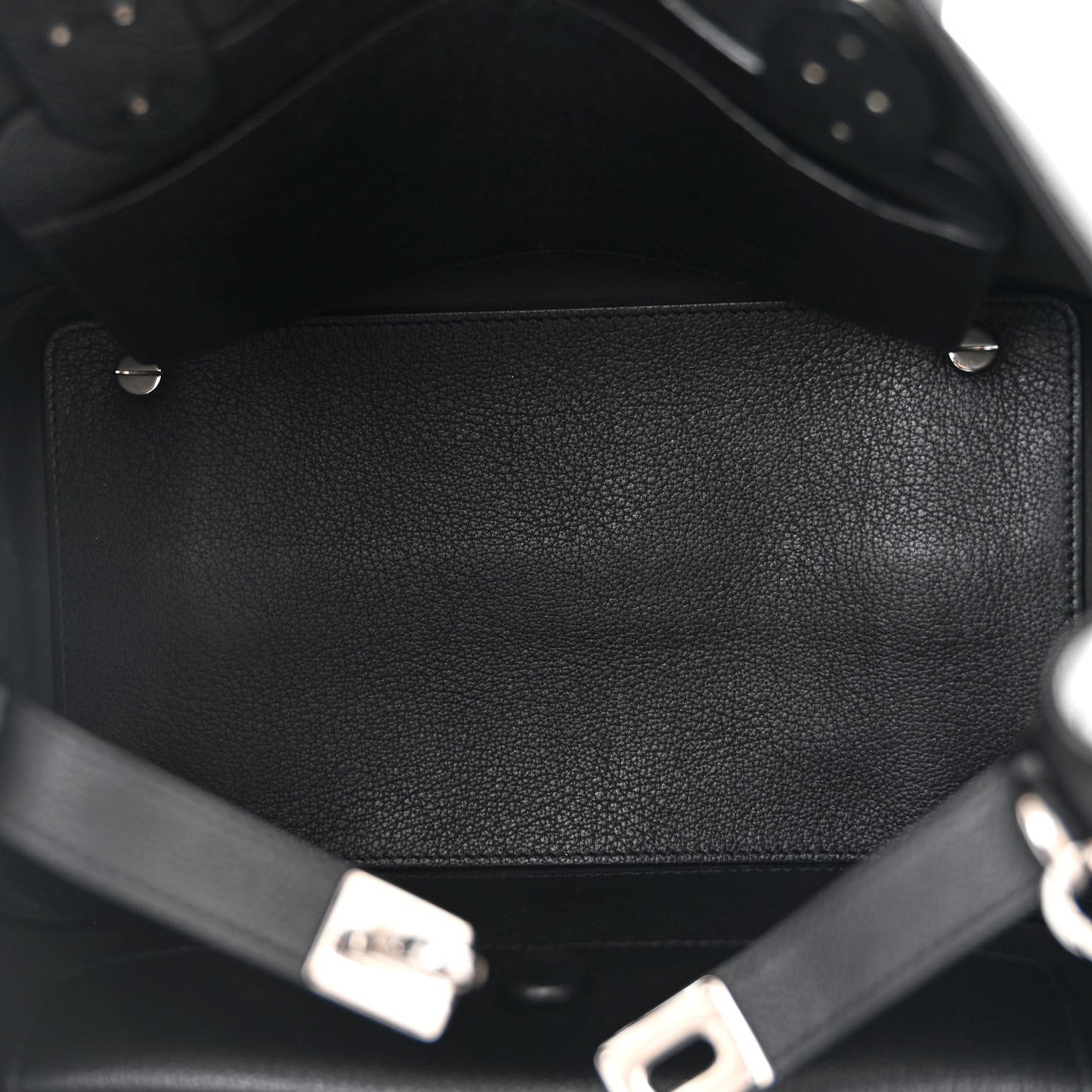 Supple Grained Calfskin Medium Open Bar Tote Black