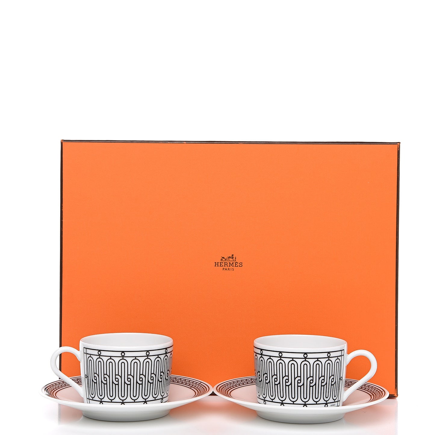 Porcelain H Deco Tea Cup And Saucer Set Of 2