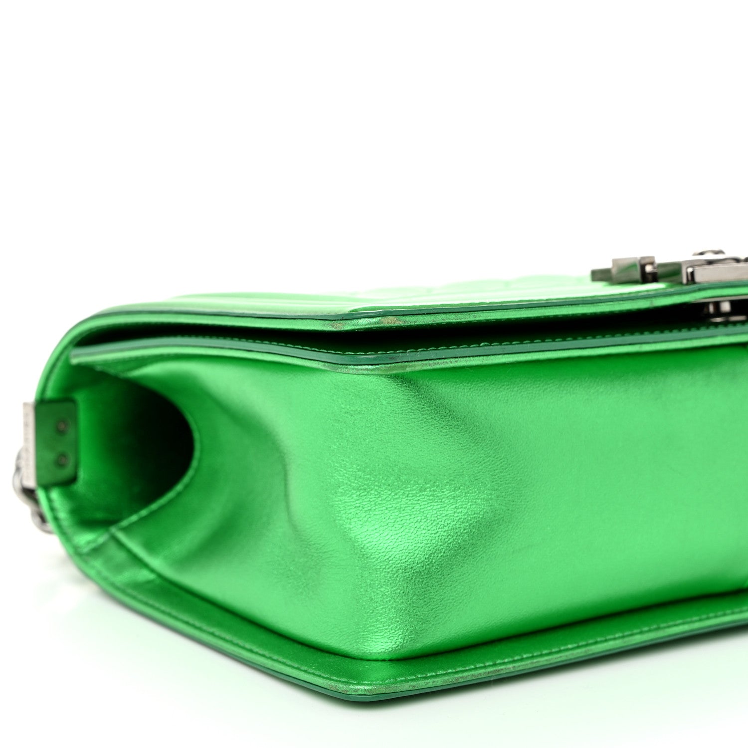 Chanel Metallic Patent Calfskin Quilted Medium Boy Flap Green 9 of 12