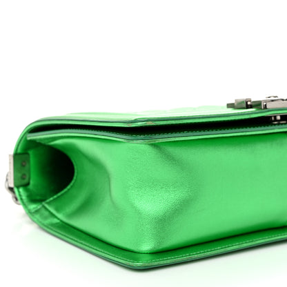 Chanel Metallic Patent Calfskin Quilted Medium Boy Flap Green 9 of 12