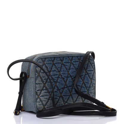 Saint Laurent Denim Matelasse Quilted Summer Embroidered Classic Monogram Camera Bag Blue 2 of 4