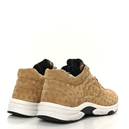 Chanel Suede Calfskin Printed CC Sneakers 37.5 Dark Beige 4 of 7
