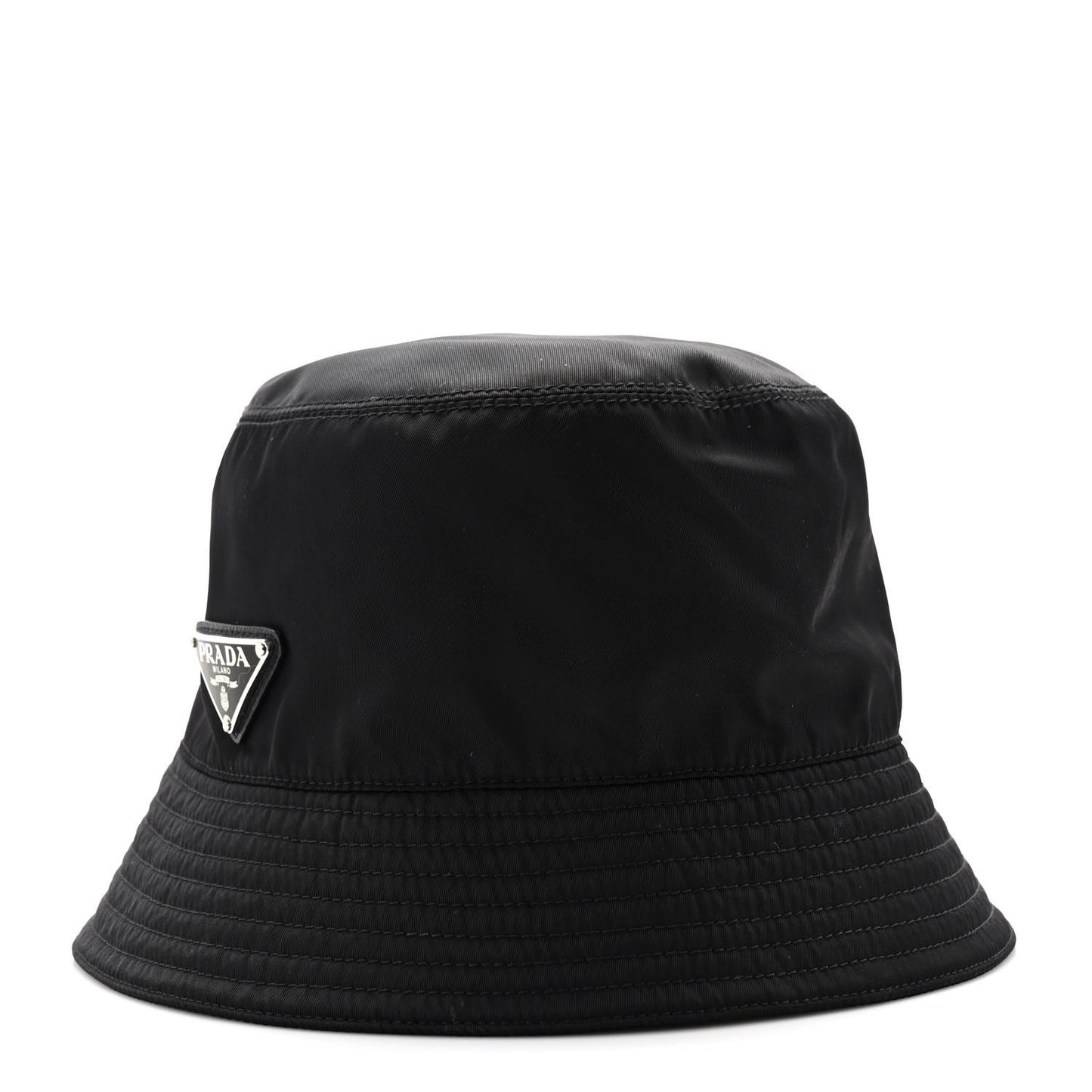 Re-Nylon Metal Triangle Logo Womens Bucket Hat M Black
