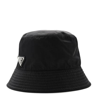 Prada Re-Nylon Metal Triangle Logo Womens Bucket Hat M Black 1 of 6