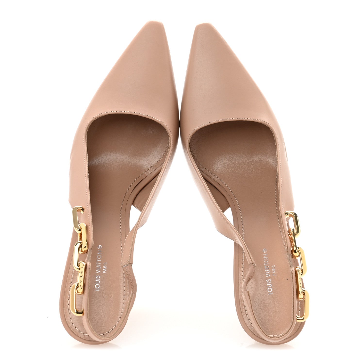 Louis Vuitton Calfskin Sparkle Slingback Pumps 39 Nude 2 of 9