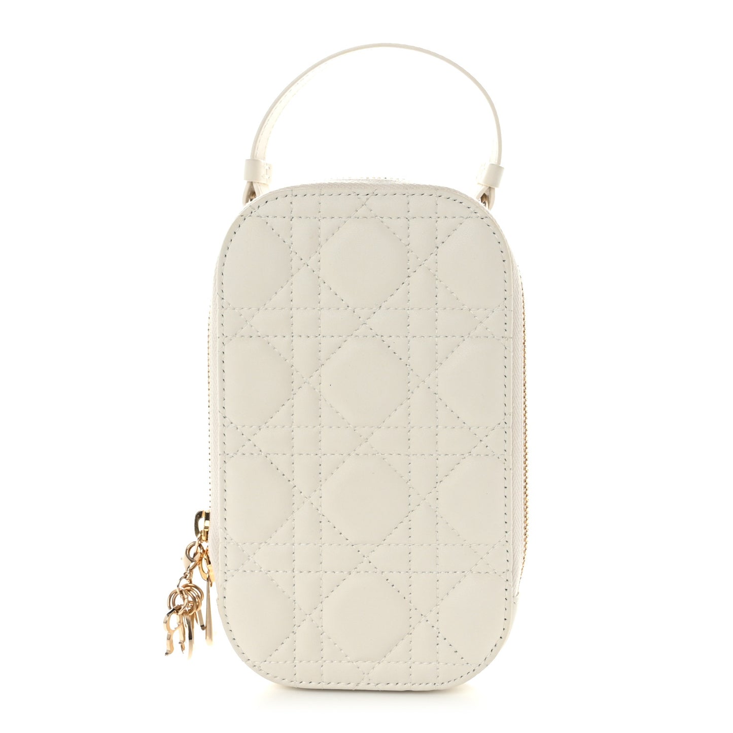 Lambskin Cannage Lady Dior Phone Holder Latte