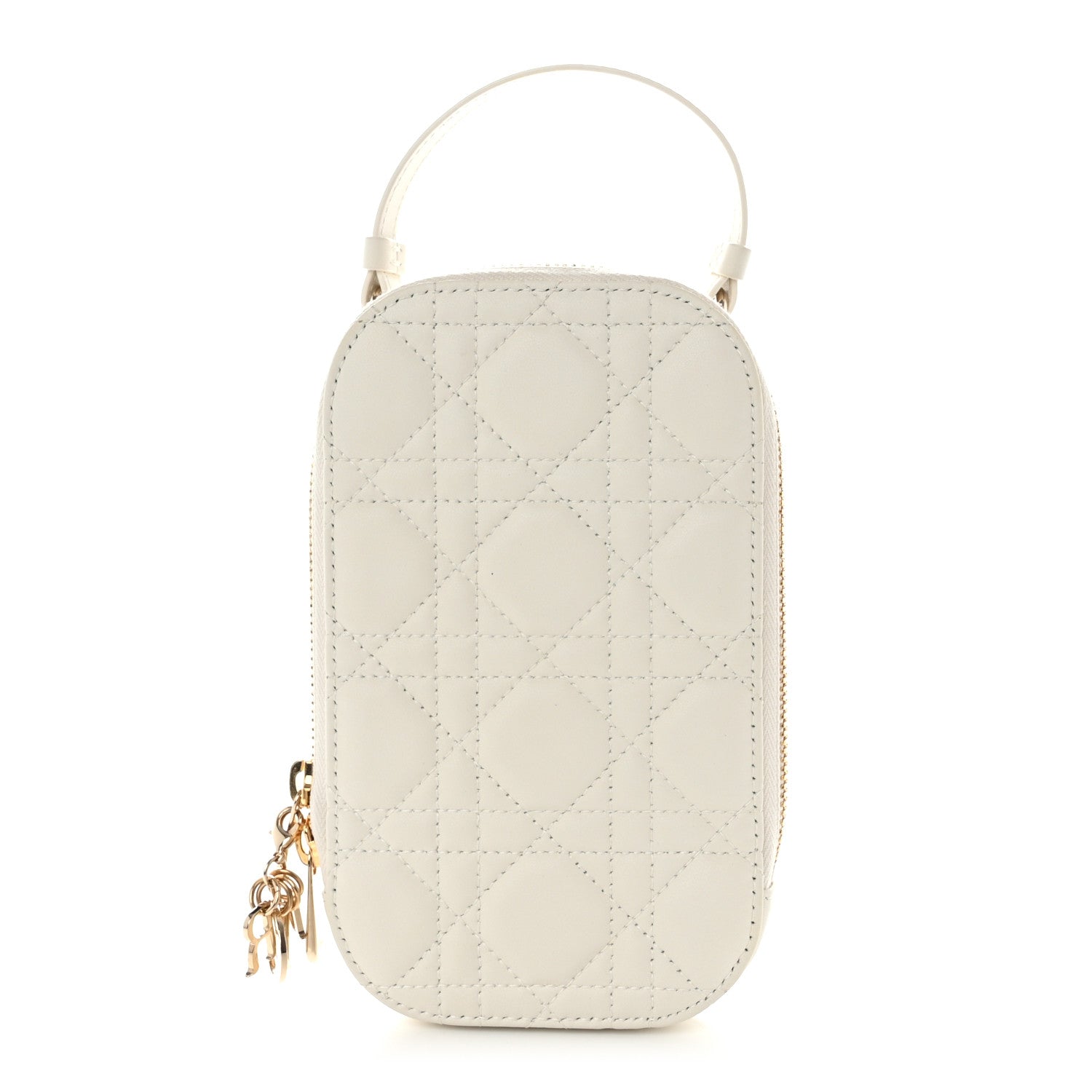 Christian Dior Lambskin Cannage Lady Dior Phone Holder Latte 1 of 11