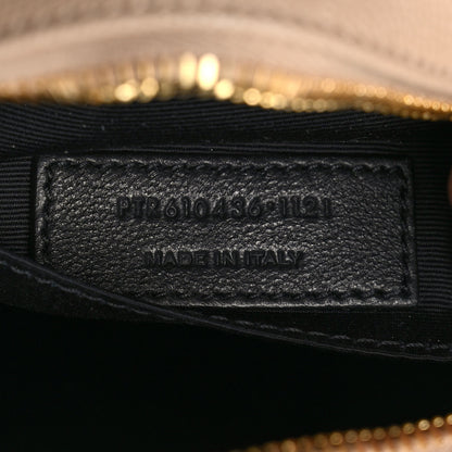 Saint Laurent Grain De Poudre Matelasse Chevron Quilted Round Vinyle Camera Bag Dark Beige 7 of 9