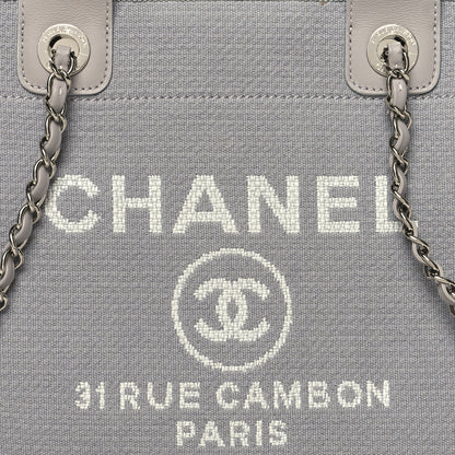 Chanel Mixed Fibers Calfskin Small Deauville Tote Grey 10 of 12