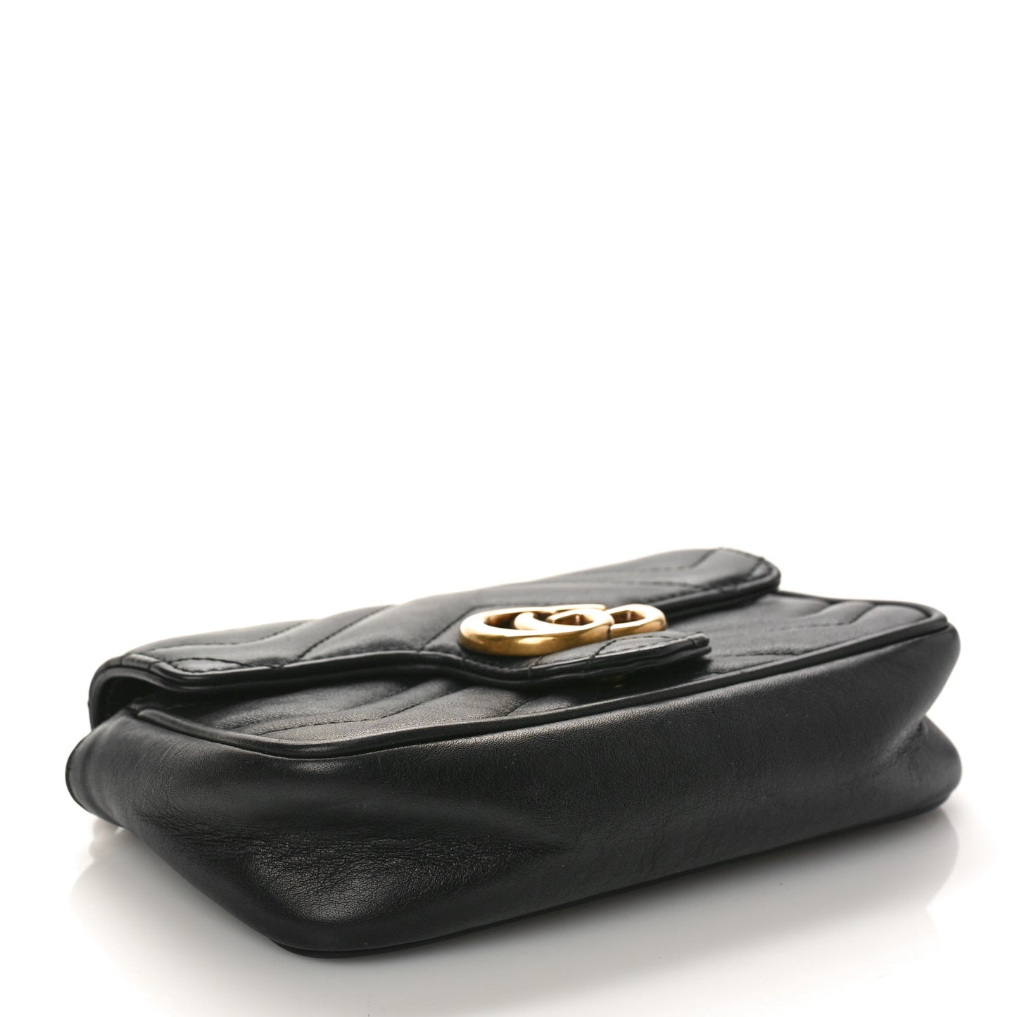 Calfskin Matelasse Super Mini GG Marmont Shoulder Bag Black