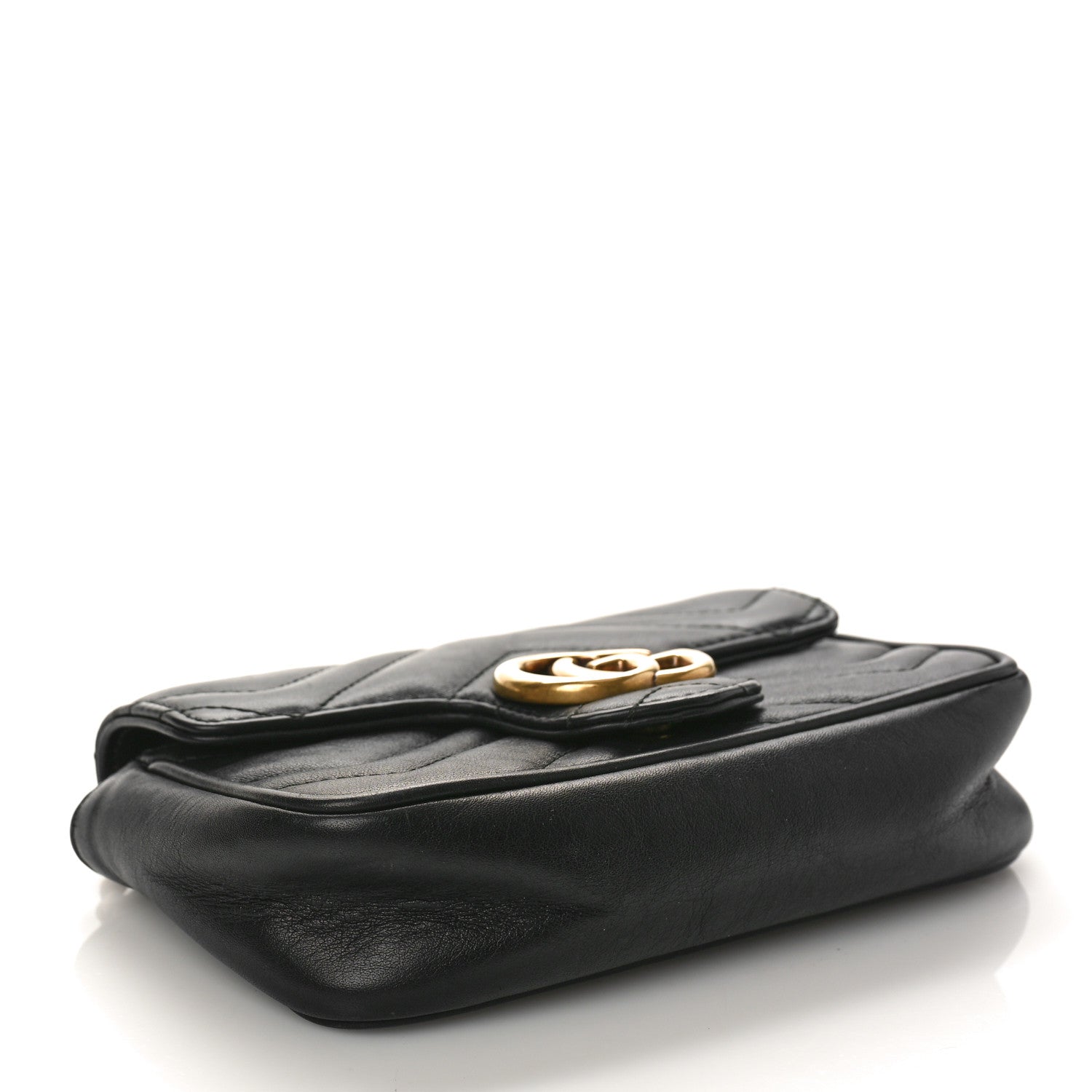 Gucci Calfskin Matelasse Super Mini GG Marmont Shoulder Bag Black 4 of 11
