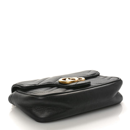 Gucci Calfskin Matelasse Super Mini GG Marmont Shoulder Bag Black 4 of 11