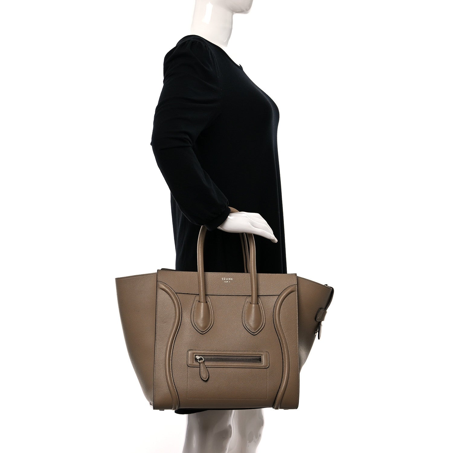 Celine Drummed Calfskin Mini Luggage Dune 2 of 10