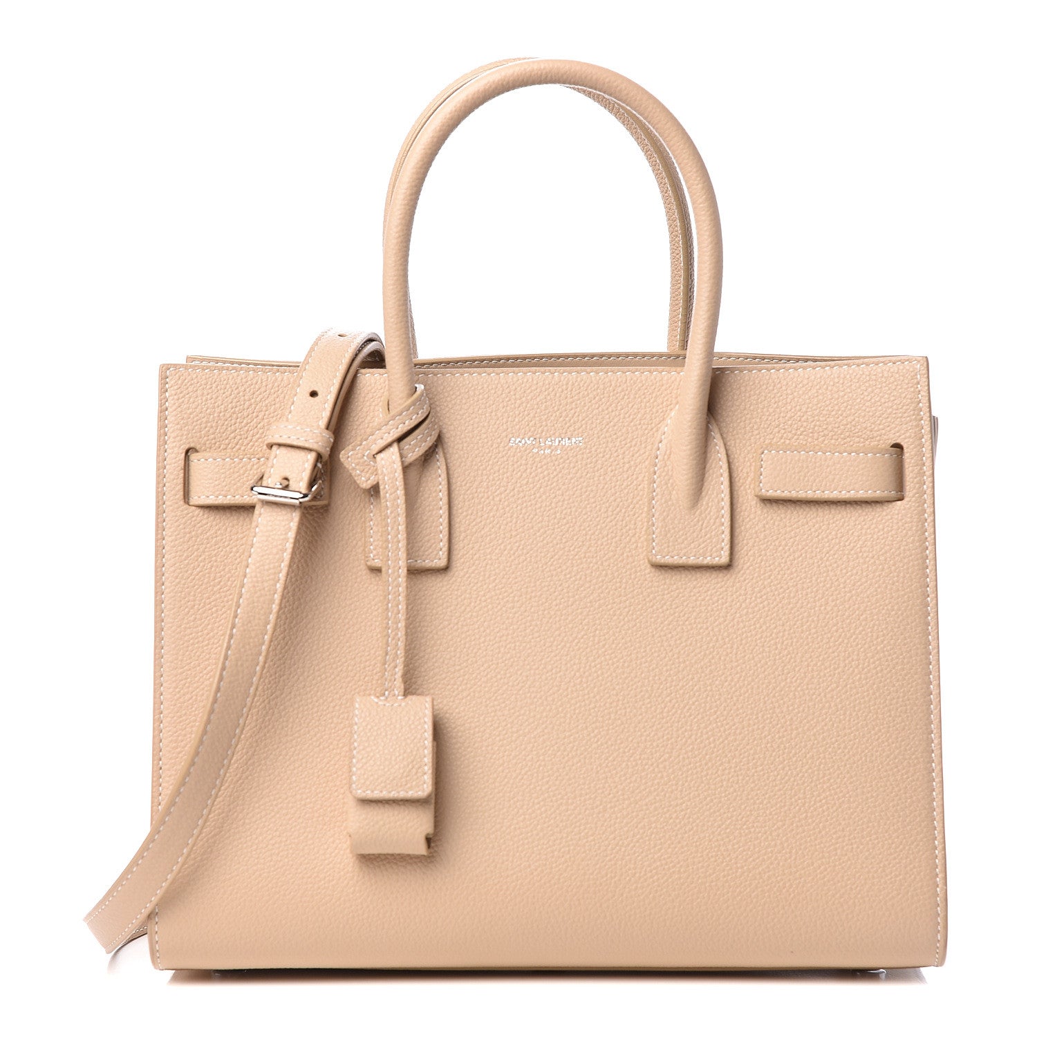 Saint Laurent Grained Calfskin Topstich Baby Sac De Jour Nude Powder 1 of 8