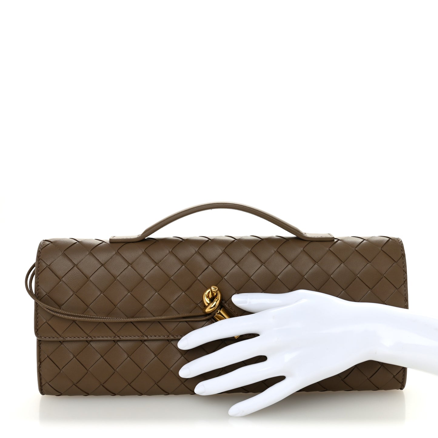 Nappa Intrecciato Long Andiamo Top Handle Clutch Pinecone