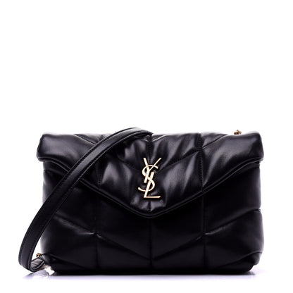 Saint Laurent Lambskin Quilted Toy Loulou Puffer Monogram Chain Satchel Black 1 of 23