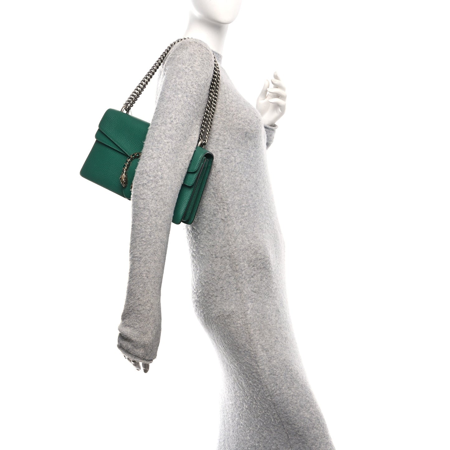 Pebbled Calfskin Small Dionysus Shoulder Bag Emerald