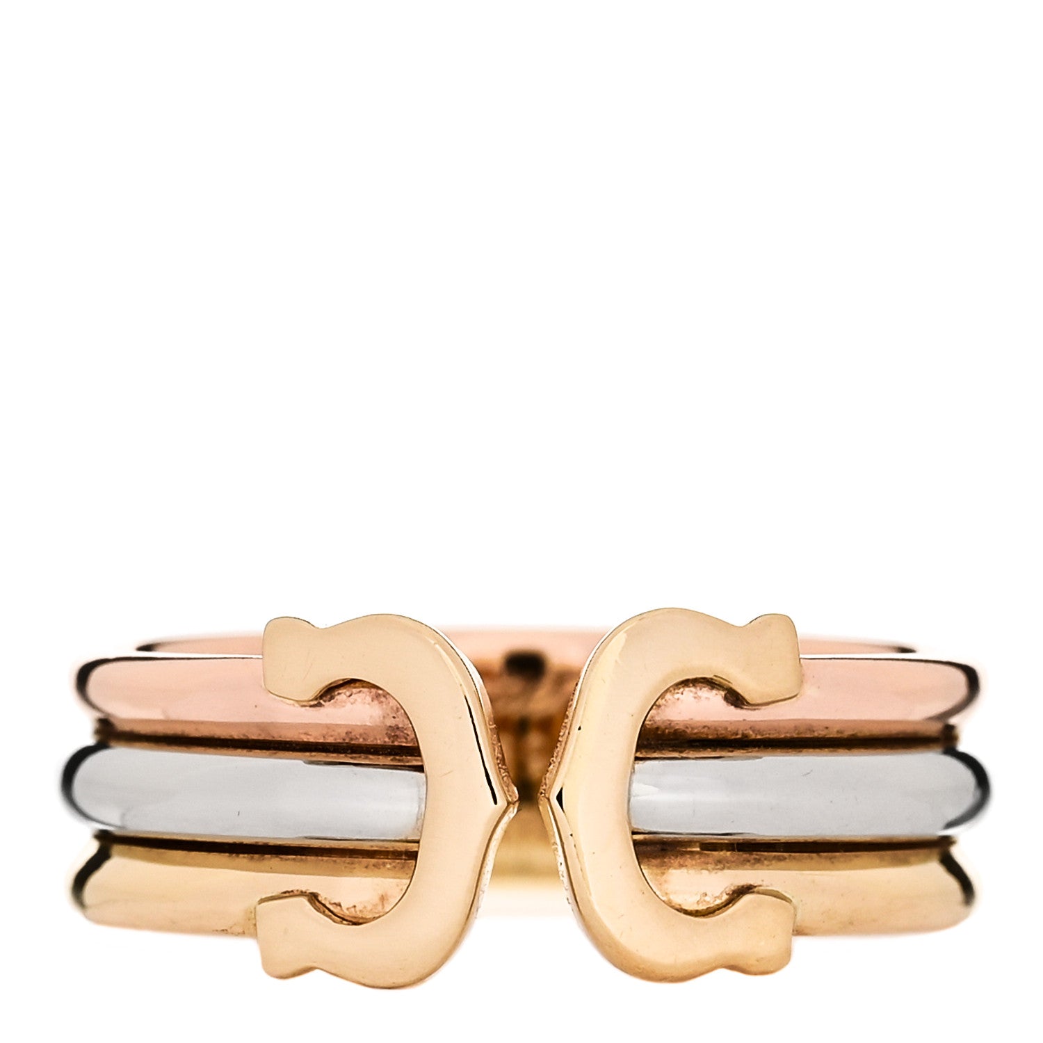 Cartier 18K Pink Yellow White Gold 8mm C De Cartier Ring 50 5.25 1 of 4