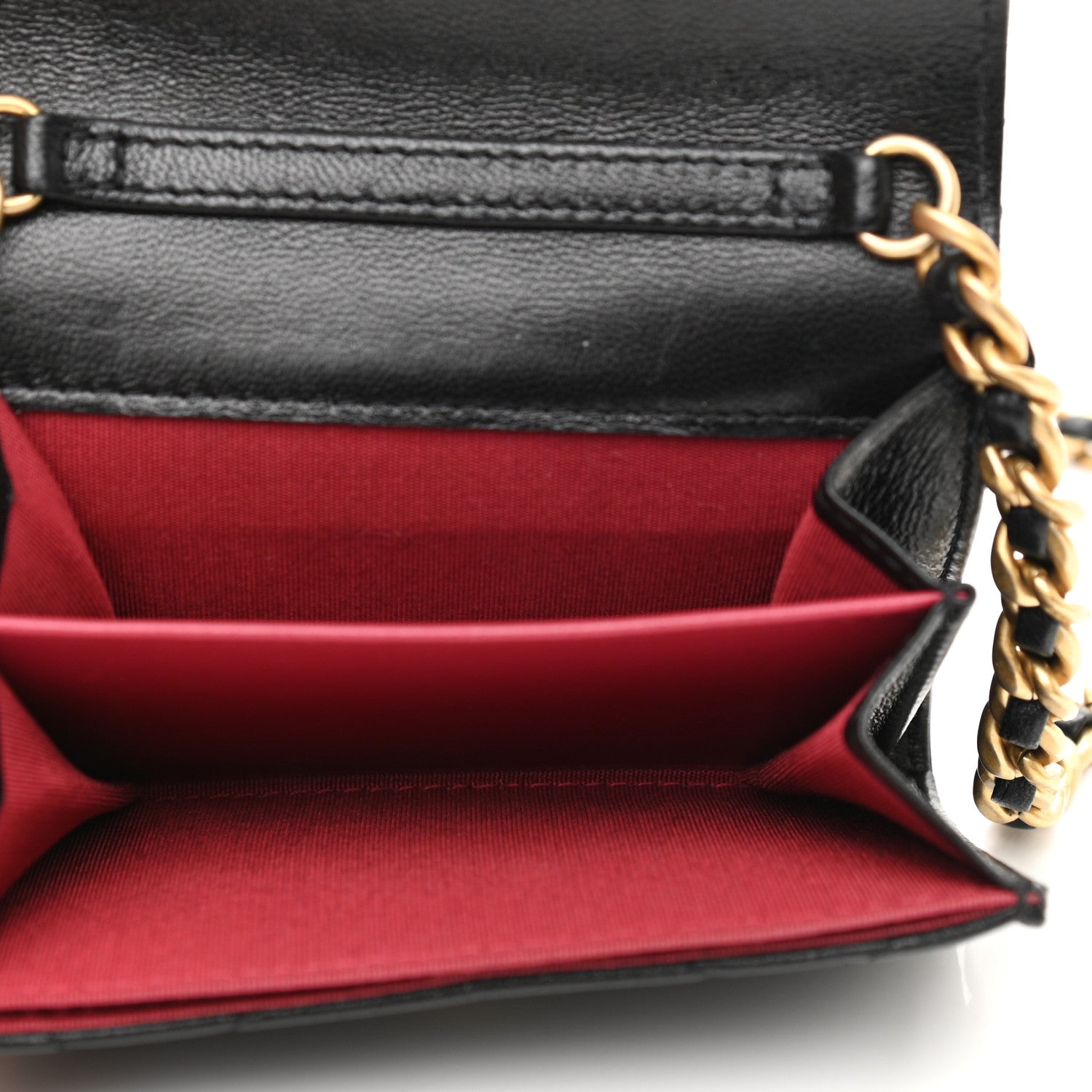 Chanel Lambskin Quilted Chanel 19 Flap Coin Purse With Chain Black 5 of 12