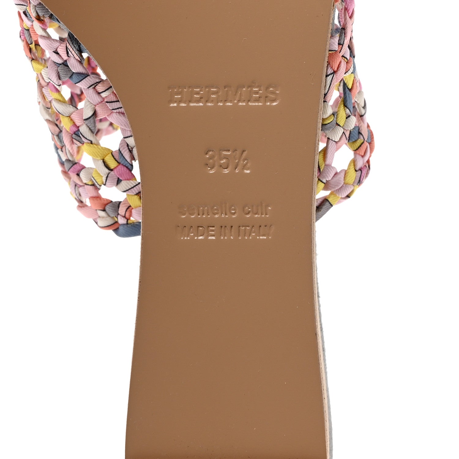 Hermes Silk Toscane Tressee Print Mules 35.5 Multicolor 6 of 7