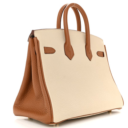 Hermes Togo Horseshoe Birkin 25 Craie Gold 3 of 11
