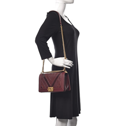 Chanel Caviar Suede Calfskin Chevron Medium Boy Flap Burgundy 2 of 12