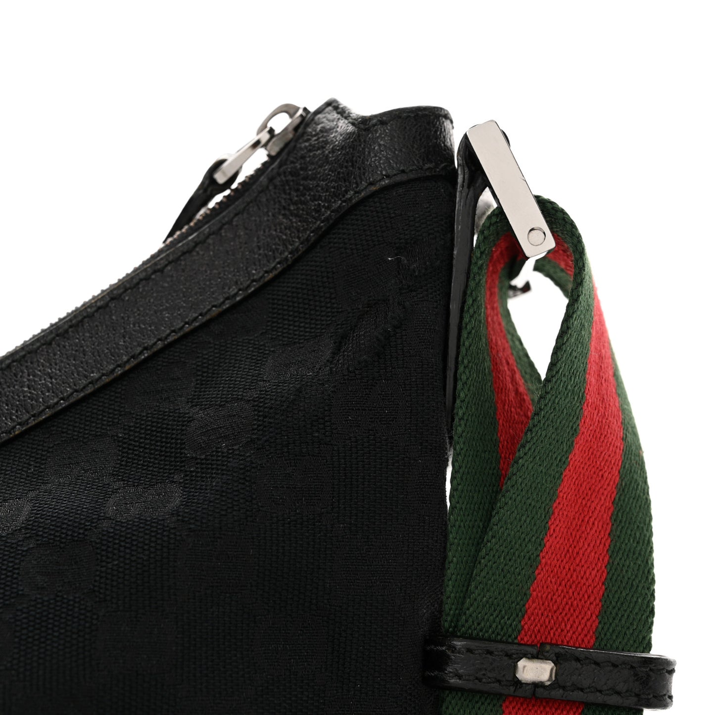 Monogram Web Medium Half Moon Hobo Black