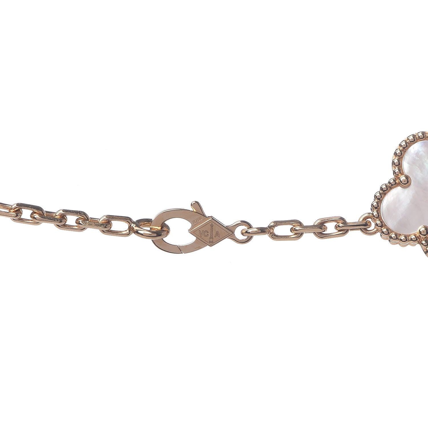 Van Cleef & Arpels 18K Yellow Gold Mother of Pearl 10 Motifs Vintage Alhambra Necklace 4 of 7