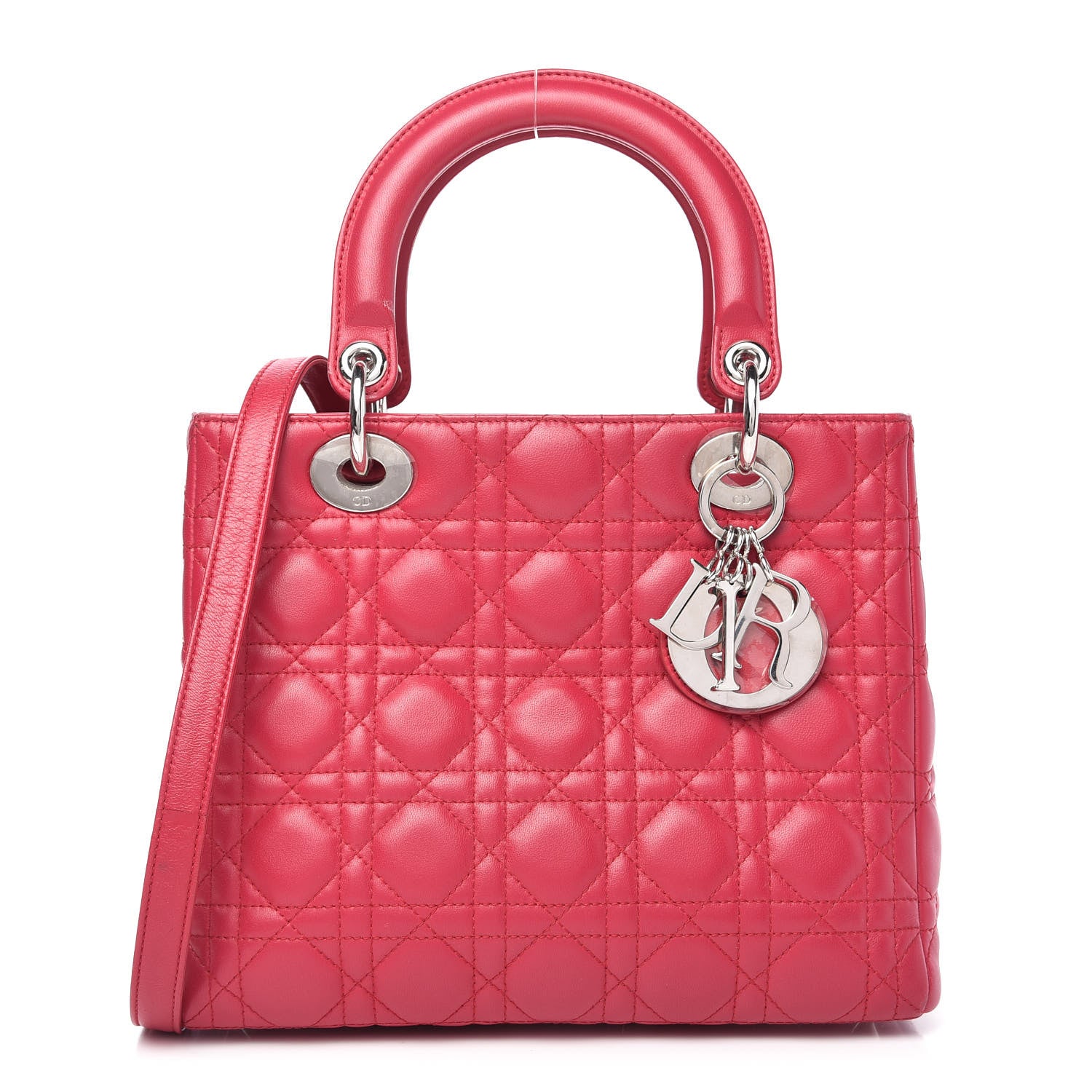 Christian Dior Lambskin Cannage Medium Lady Dior Fuchsia 1 of 10