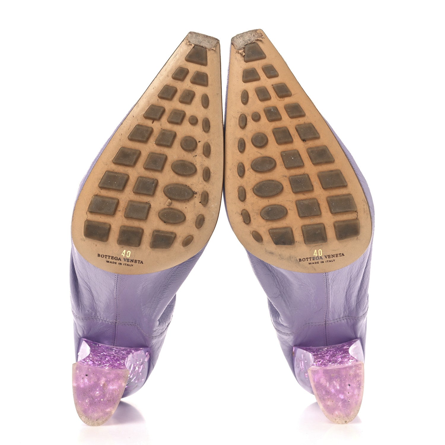 Bottega Veneta Crushed Nappa Glitter Plexiglass Almond Pumps 40 Lilac 6 of 11
