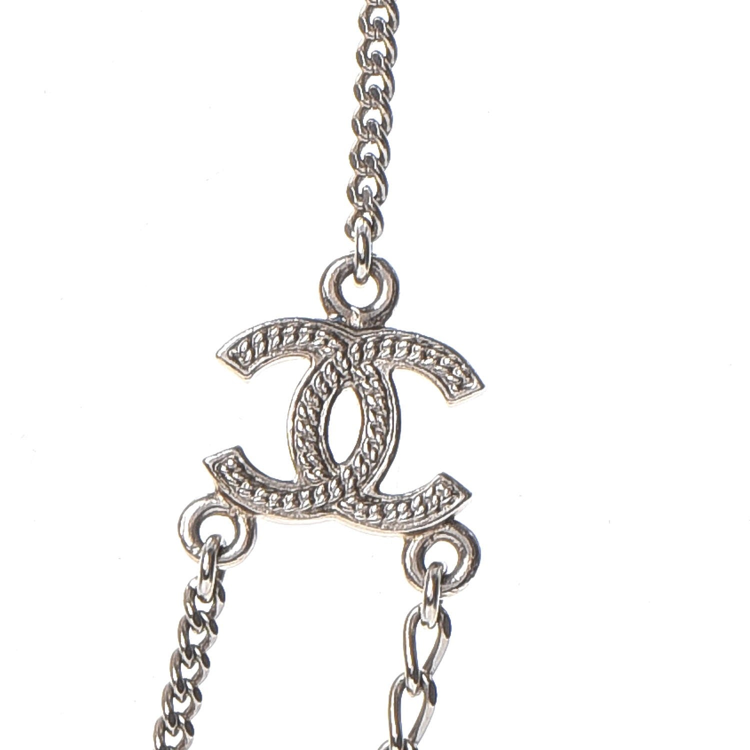 Chanel CC Coco Camellia Coin Necklace Silver 5 of 8