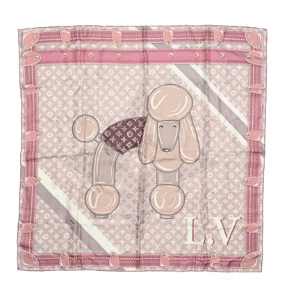 Louis Vuitton Silk Monogram Poodle Animalle Square Scarf 1 of 4
