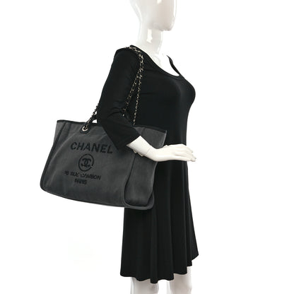 Chanel Canvas Sequin Medium Deauville Tote Charcoal 2 of 9