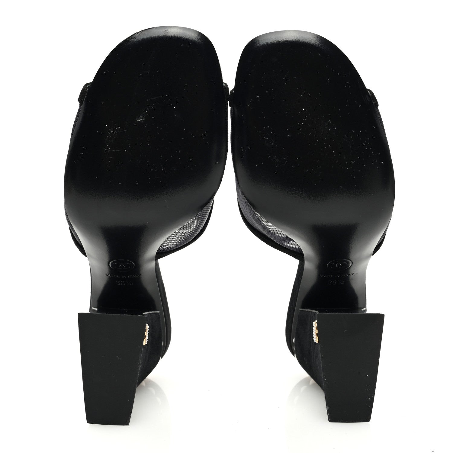 Chanel Mesh Suede Calfskin Pearl Mule 38.5 Black 5 of 7