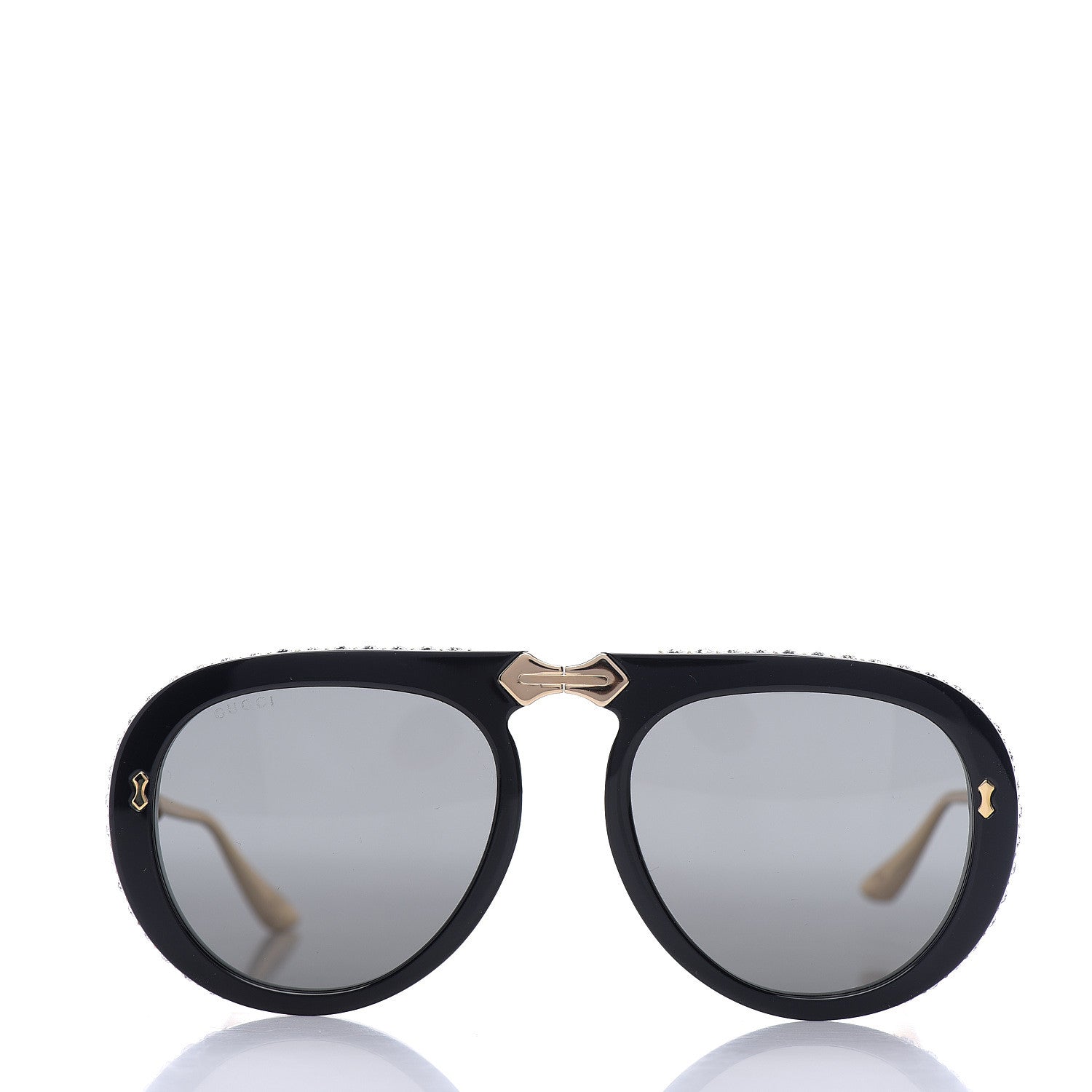 Gucci Acetate Crystal Foldable Aviator Sunglasses GG0307S Black 2 of 8